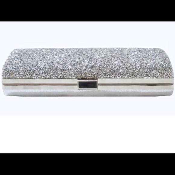 Silver Rhinestone Evening Clutch Bag with short and long strap - Picture 5 of 12